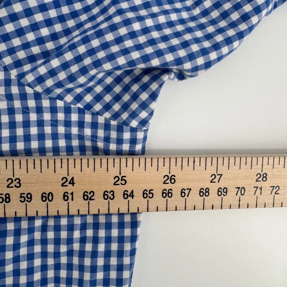 Polo Ralph Lauren Mens XL Western Classic Fit Gingham Snap Button Shirt Blue